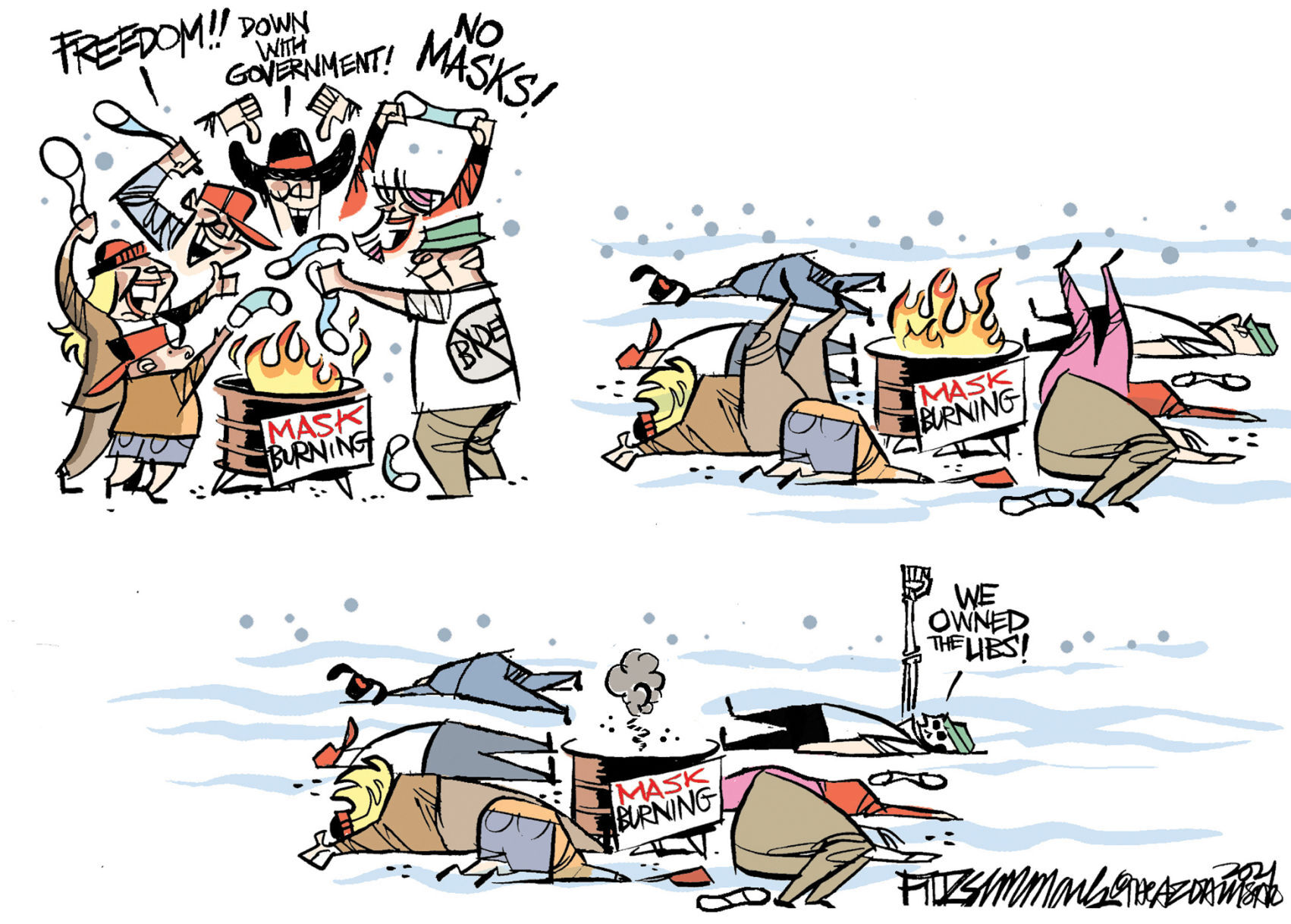 Daily Fitz Cartoon: Mask burners